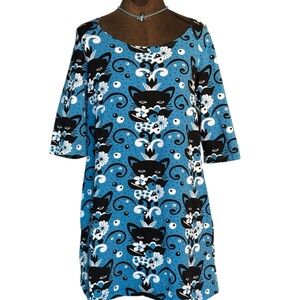 Blue platypus Cat Print Dress